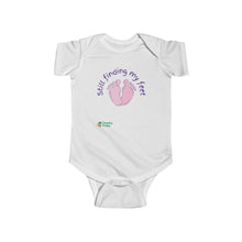 Load image into Gallery viewer, Infant Fine Jersey Bodysuit - Still Finding My Feet (*Baby feet artwork)
