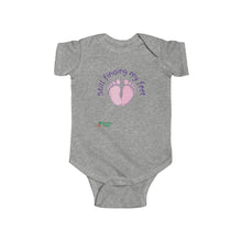 Load image into Gallery viewer, Infant Fine Jersey Bodysuit - Still Finding My Feet (*Baby feet artwork)
