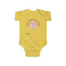 Load image into Gallery viewer, Infant Fine Jersey Bodysuit - Still Finding My Feet (*Baby feet artwork)
